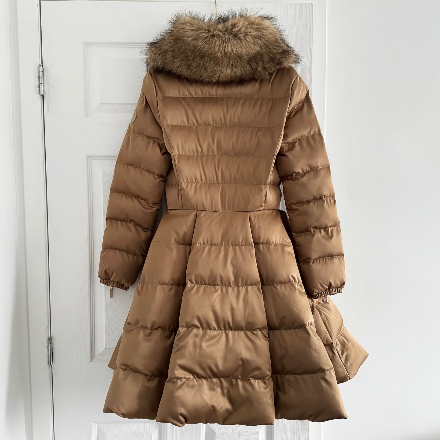 Elizabetta Franchi Flared Skirt Puffer in Beige, size 40IT (fits like size 2)