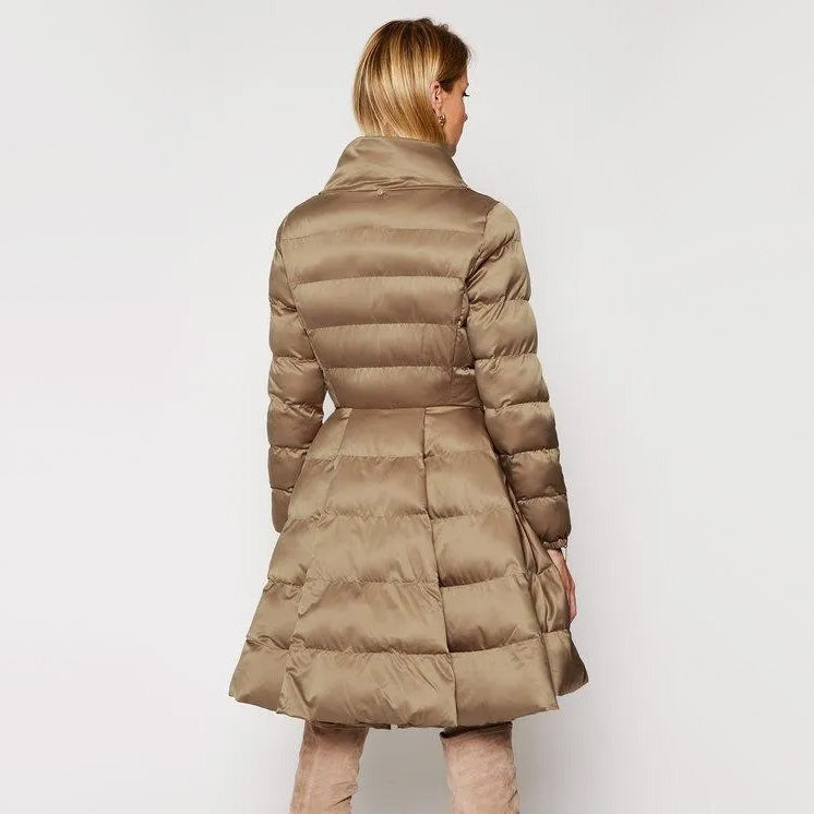 Elizabetta Franchi Flared Skirt Puffer in Beige, size 40IT (fits like size 2)