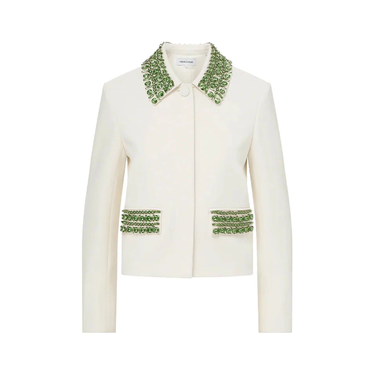 Veronica Beard "Imogen" Crystal-Embellished Jacket in White, size 4