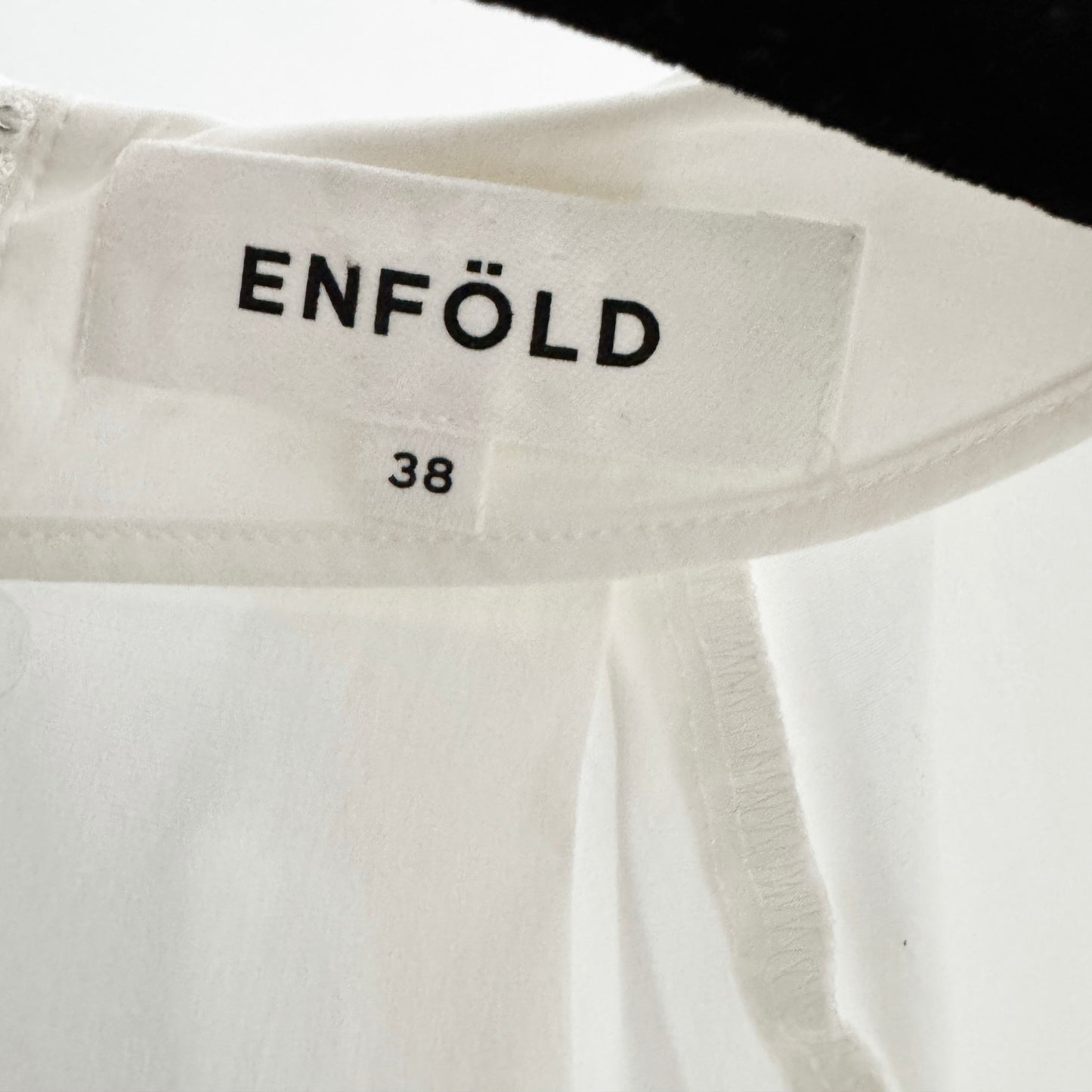 Enfold Gathered Neck White Poplin Shirt, size 38 (size Small)