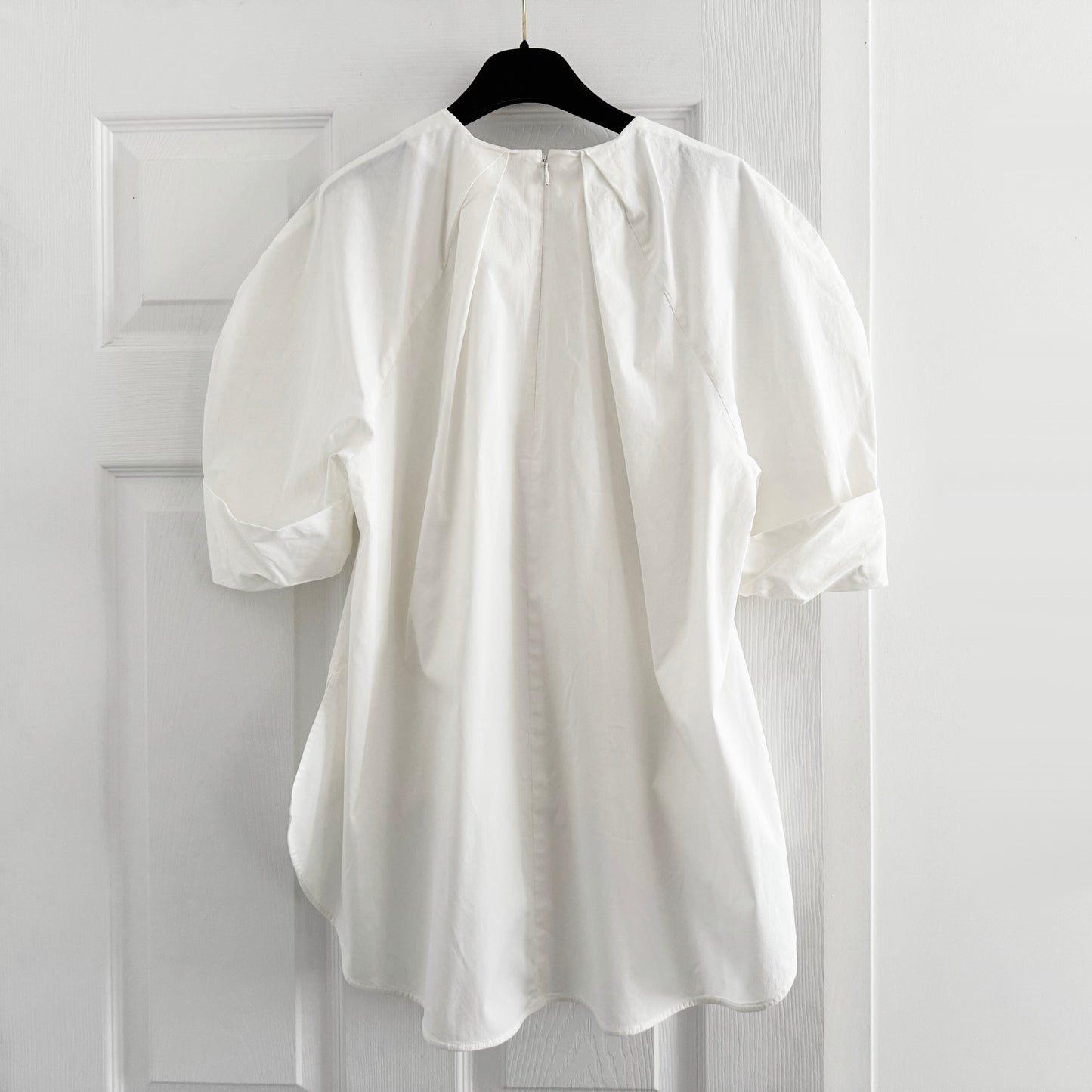 Enfold Gathered Neck White Poplin Shirt, size 38 (size Small)