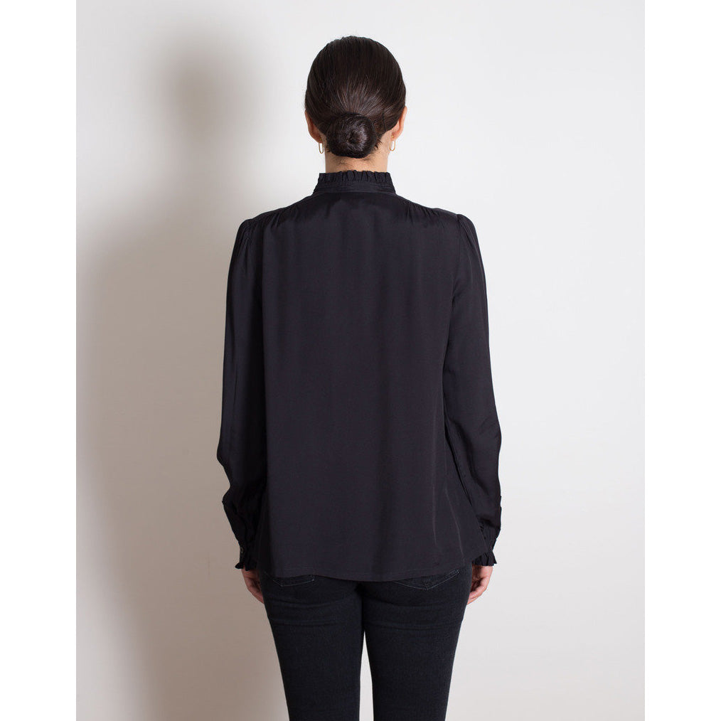 A.P.C. "Evren" Long Sleeve Blouse in Black, size 38 (size 6)