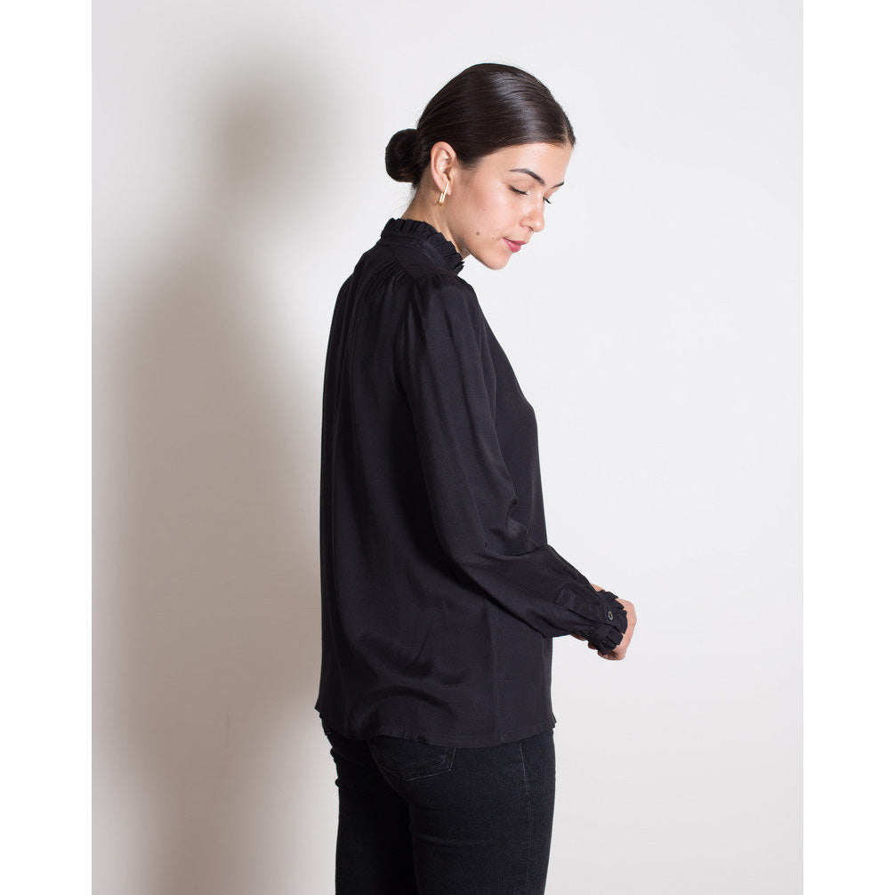 A.P.C. "Evren" Long Sleeve Blouse in Black, size 38 (size 6)