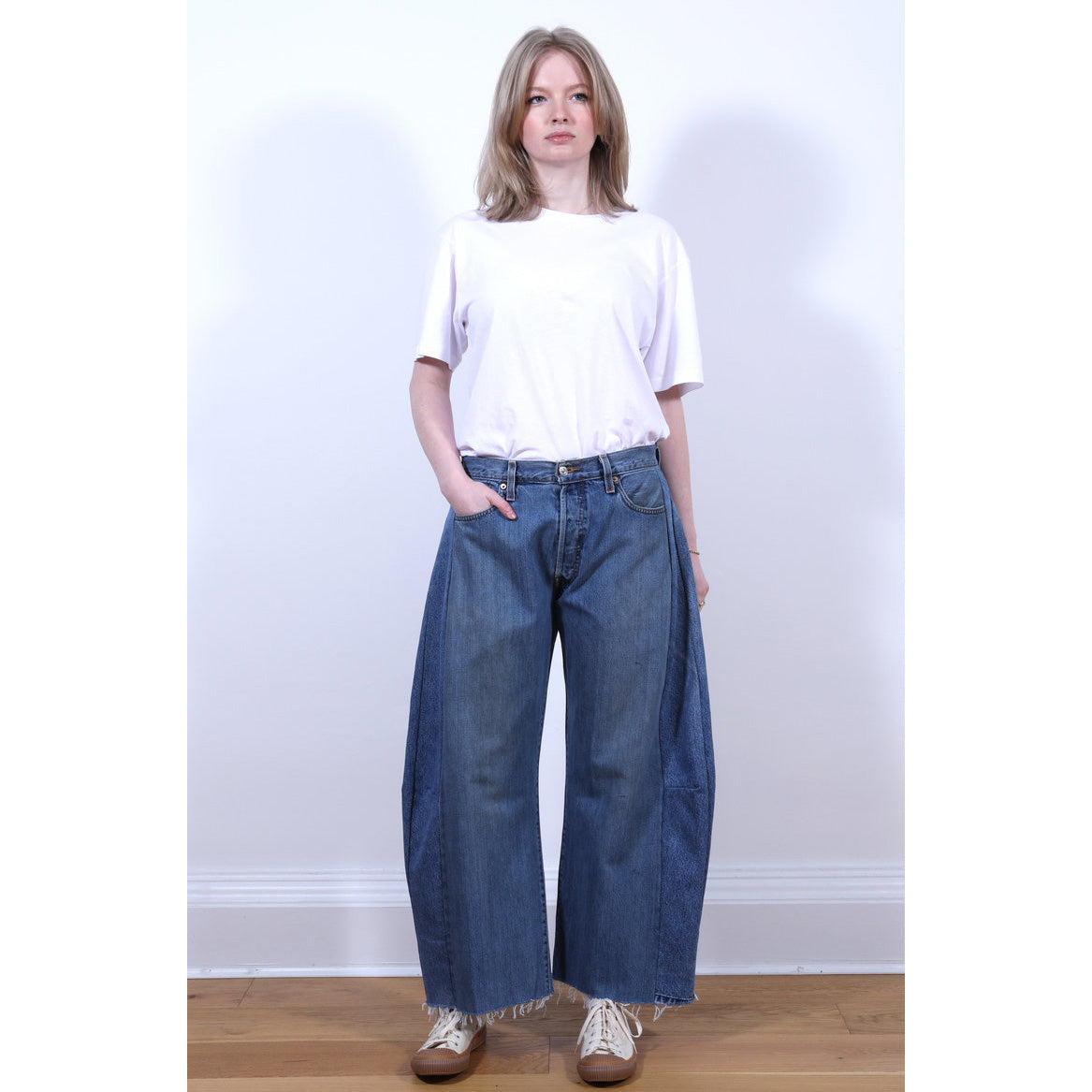 B-Sides Reworked Lasso Jeans in Dark Medium Blue, size 32