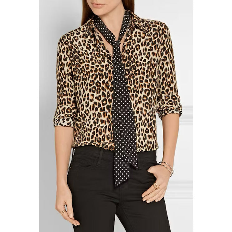 Equipment x Kate Moss Leopard Print Blouse, size Small