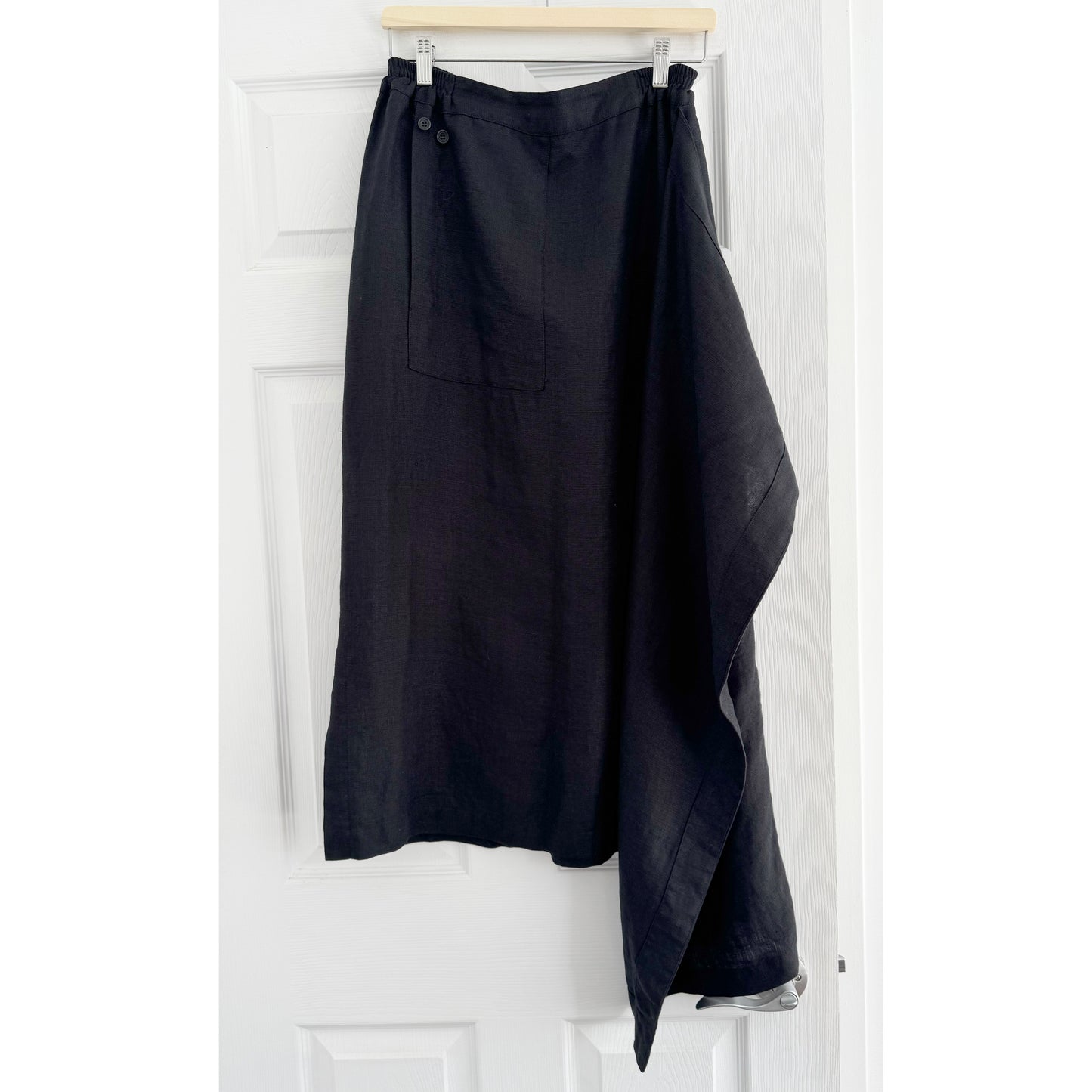 Eskandar Black Linen Midi Skirt, size "2" (fits size 12 ish)