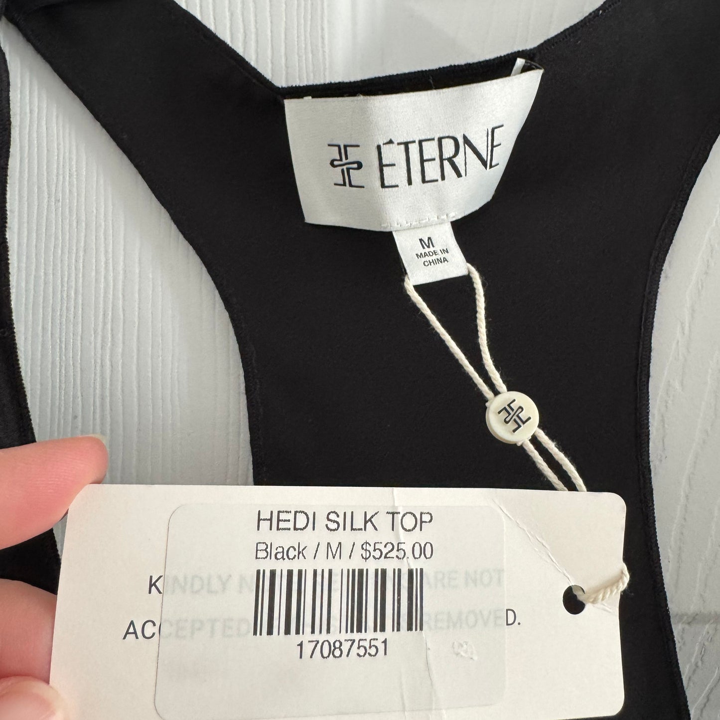 Eterne Silk Racerback Tank Top in Black, size Medium