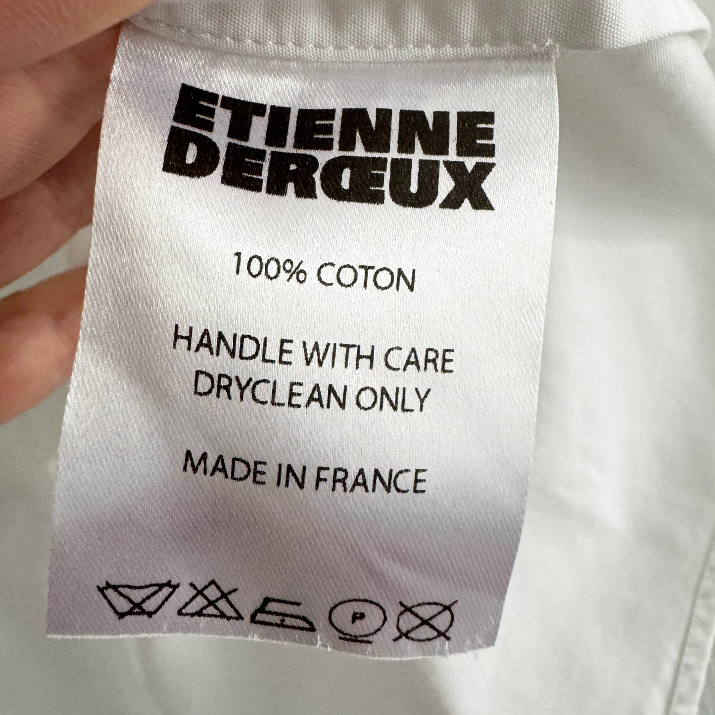 Etienne Deroeux White Poplin Shirt, size 34
