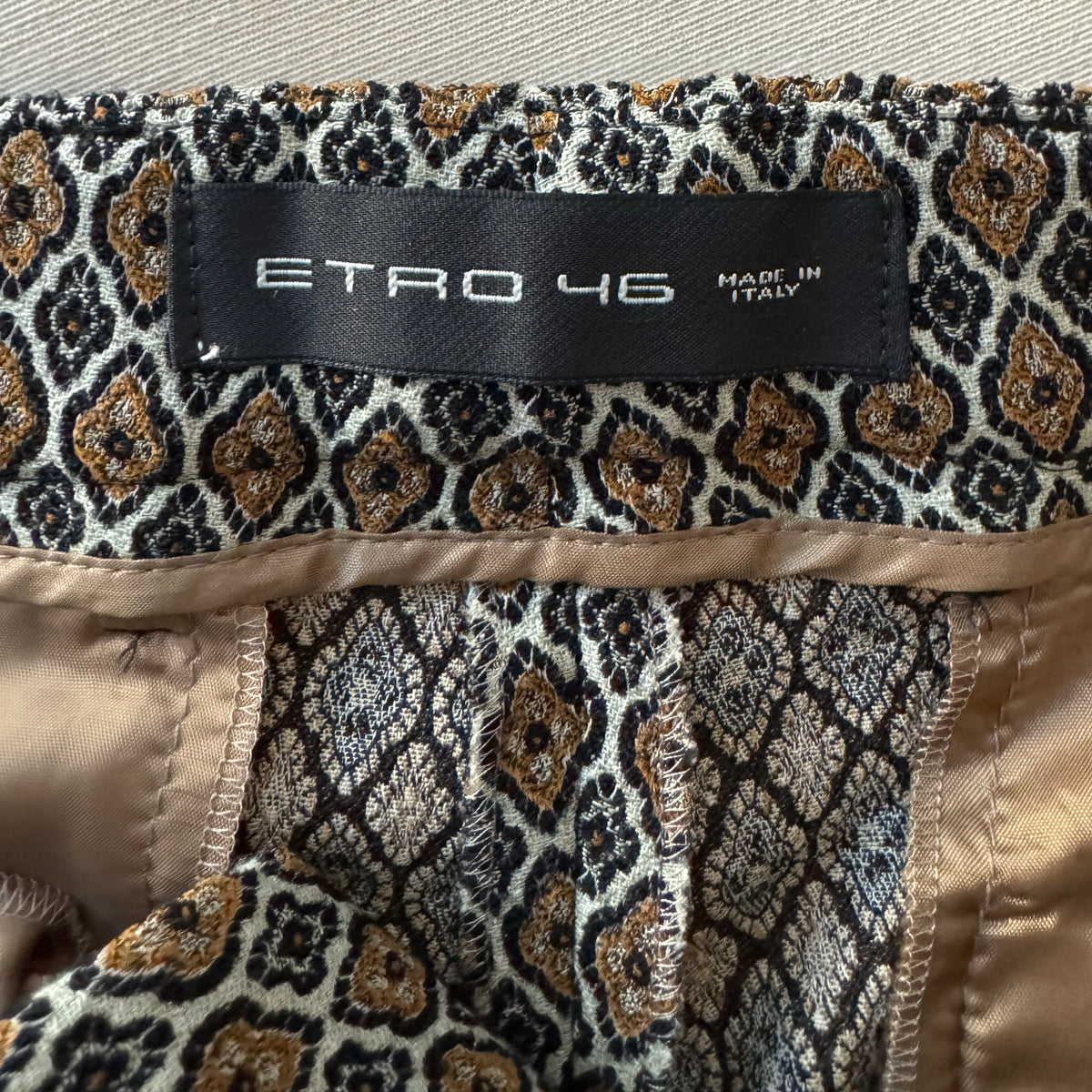 Etro Jacquard Trousers, size 46IT