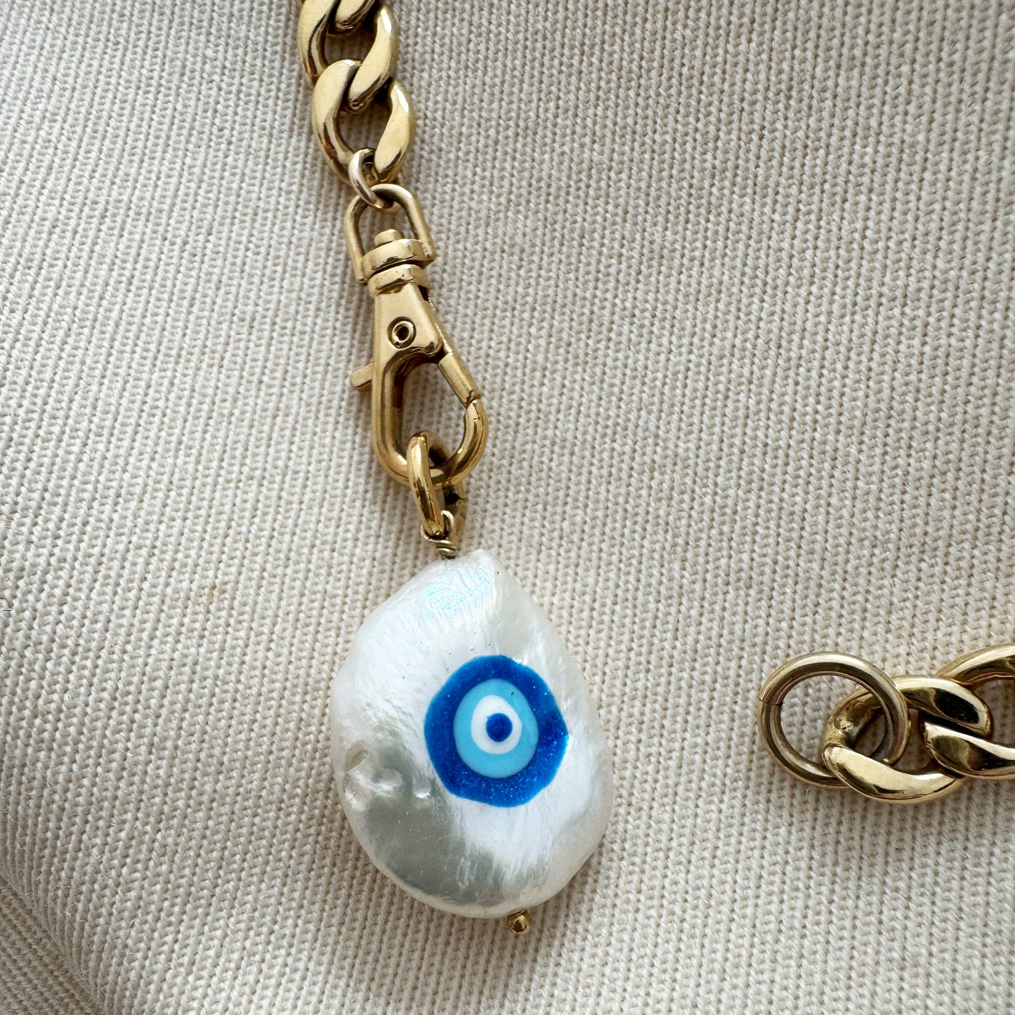 Evil Eye Pearl Pendant Necklace (Designer Unknown)