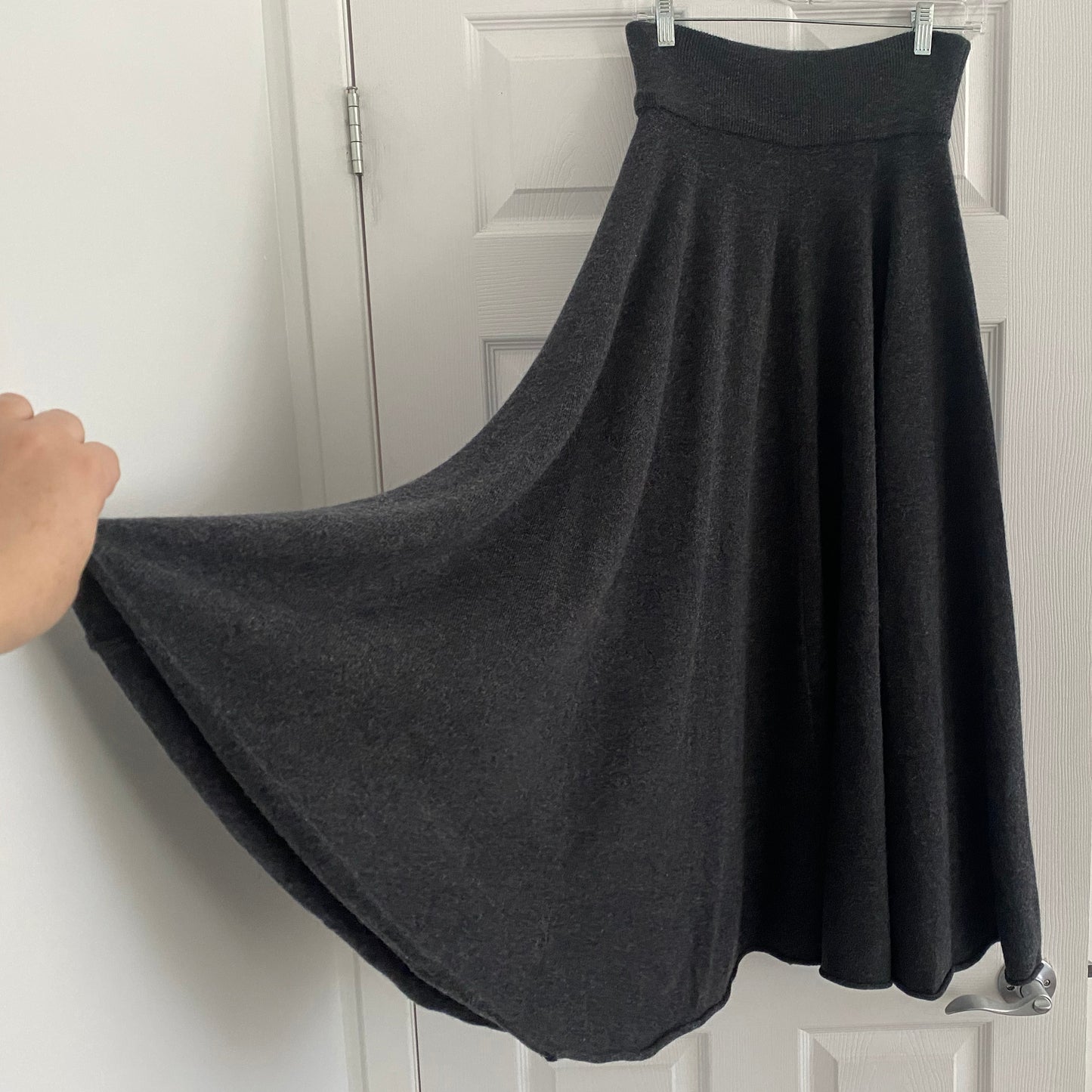 Extreme Cashmere No 313. Swingy Skirt in Charcoal Grey, One Size only