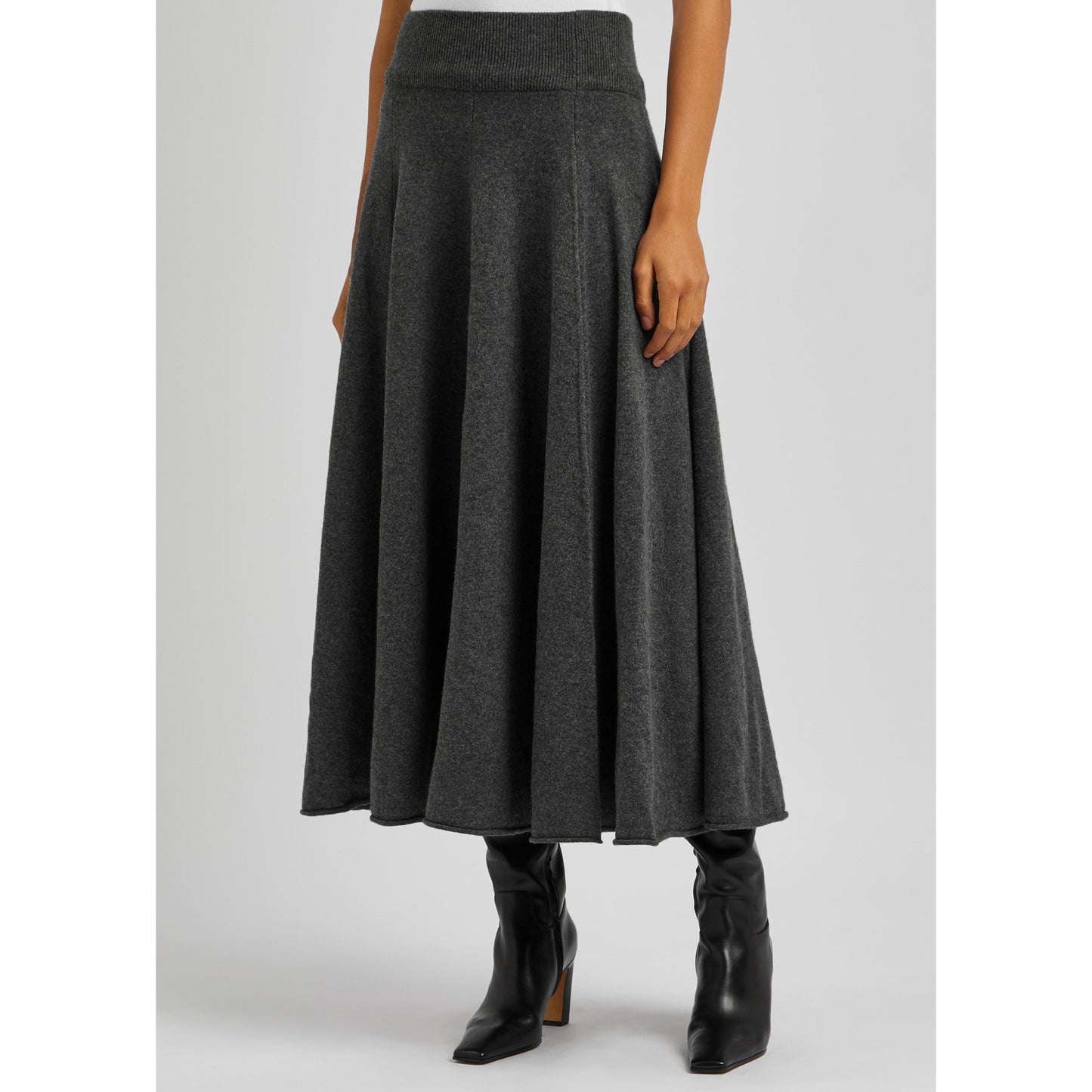 Extreme Cashmere No 313. Swingy Skirt in Charcoal Grey, One Size only