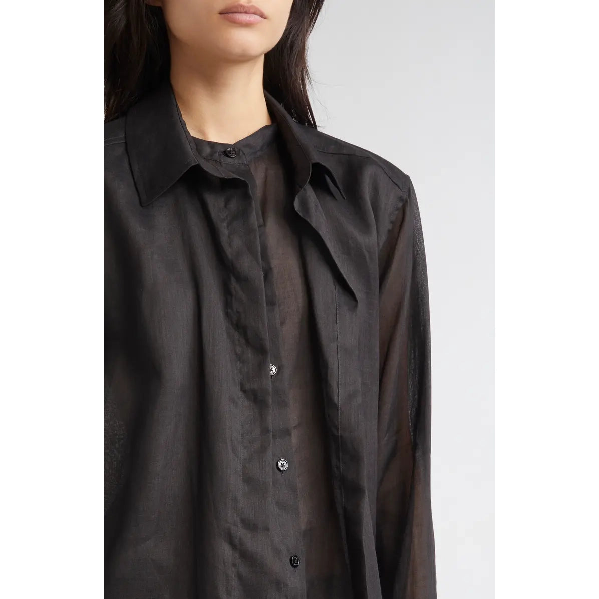 Toteme Double Layered Ramie Shirt in Black, size 38 (Medium)