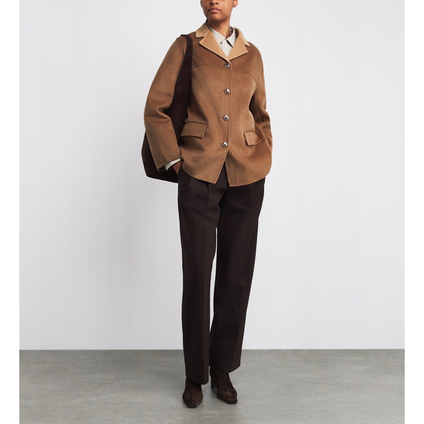 Maje Wool-Blend Double-Faced Coat in Camel, size 36 (size Small)