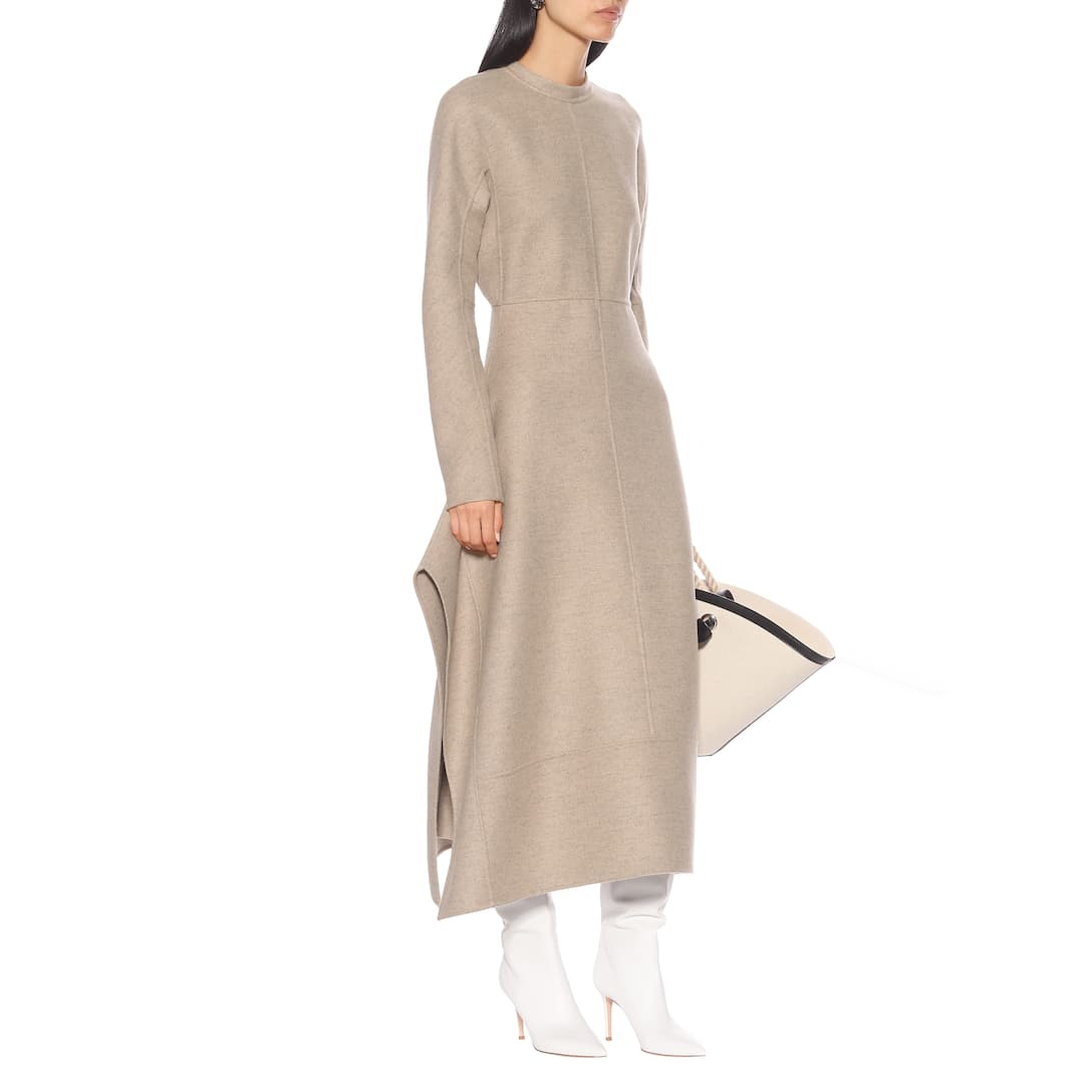 Jil Sander "LEVEN" Structured Beige Wool Dress, size 34 (fits like a size 4/6)