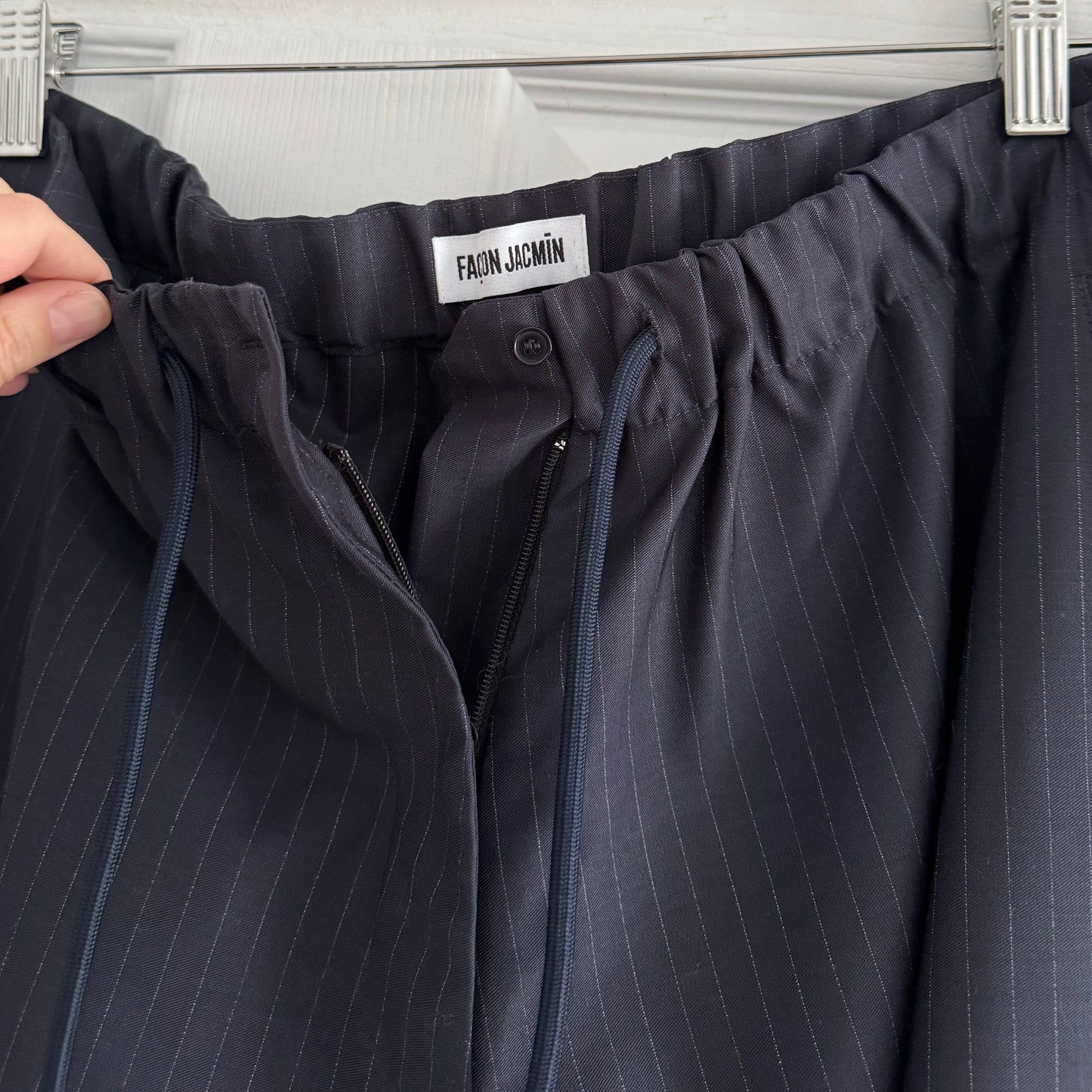 Facon Jacmin "Pieter" pants in Navy/White Stripe, size 40