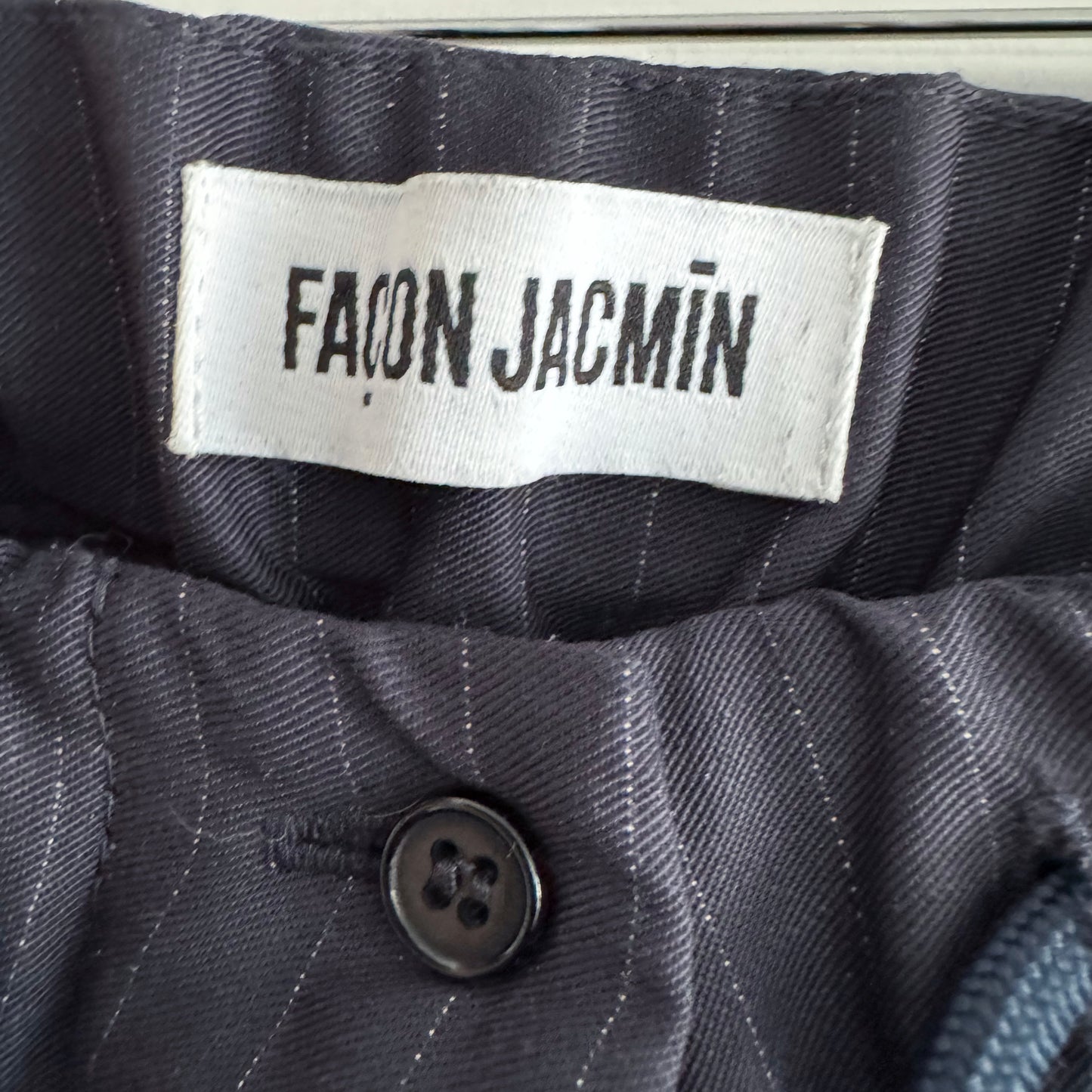 Facon Jacmin "Pieter" pants in Navy/White Stripe, size 40