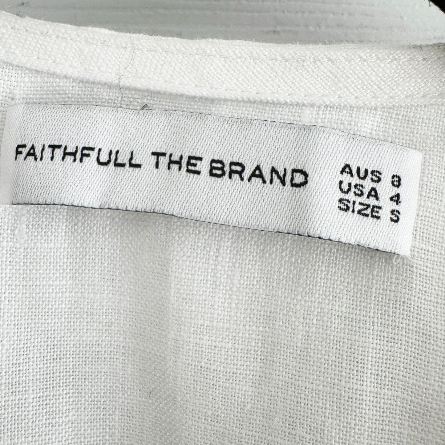 Faithfull the Brand "Jamais" Linen Tie Front Top in White, size 4