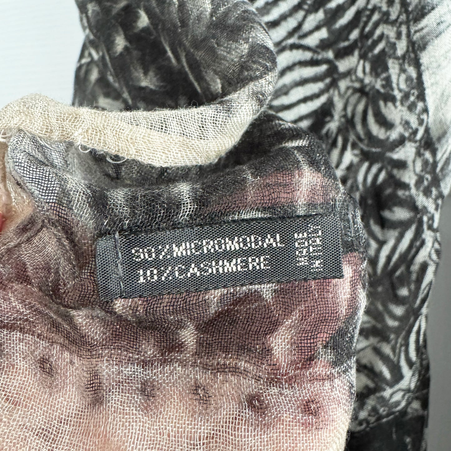 Faliero Sarti Modal/Cashmere Printed Scarf in Black/Ivory