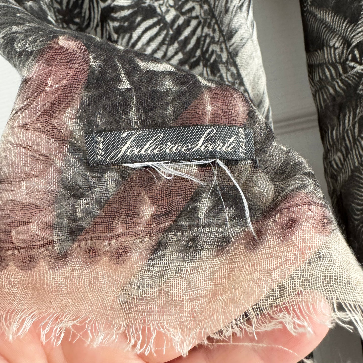 Faliero Sarti Modal/Cashmere Printed Scarf in Black/Ivory