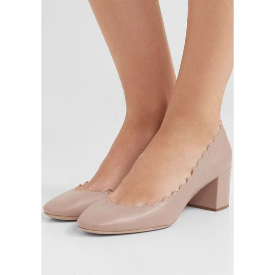 Escarpins Chloé Lauren en cuir nu festonné, taille 40,5