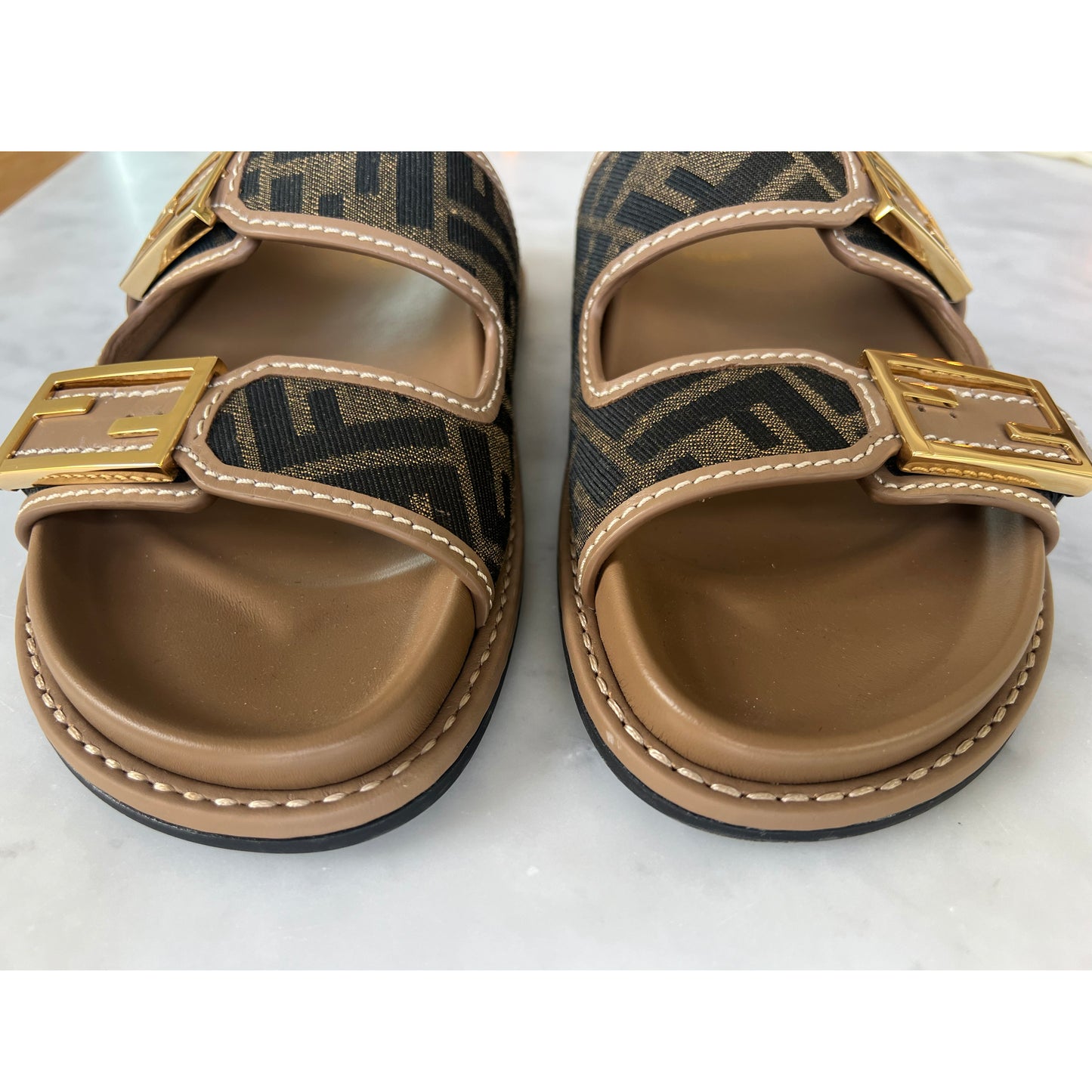 FENDI "Feel" Logo Sandals, size 37.5