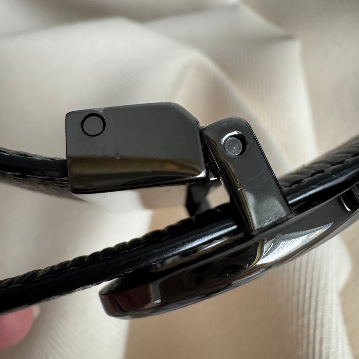Ferragamo "Gancini" Belt in Black/Navy, size 95cm