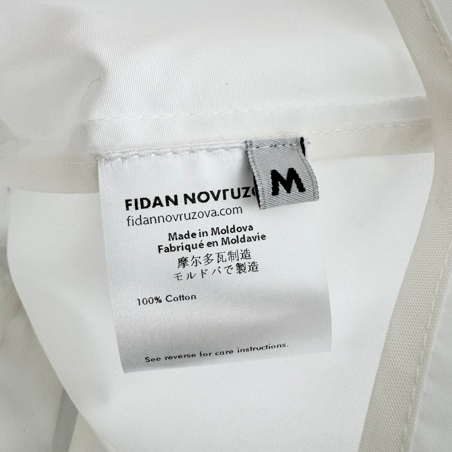Fidan Novruzova "Eline" Poplin Shirt in White, size Medium