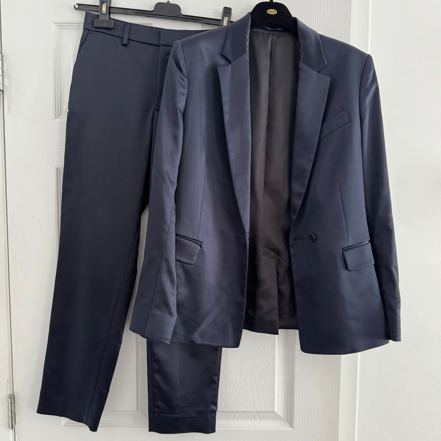 Filippa K "Emma" Cropped Navy Satin Pant, size XXS