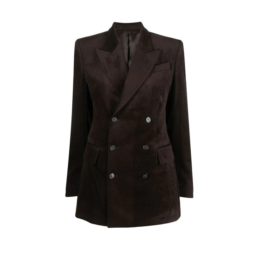 Filippa K Double Breasted Velvet Blazer in Brown, size 40 (fits size 8)