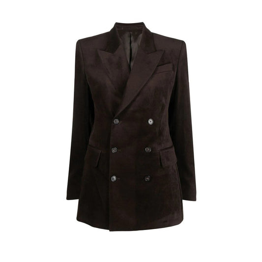 Filippa K Double Breasted Velvet Blazer in Brown, size 40 (fits size 8)