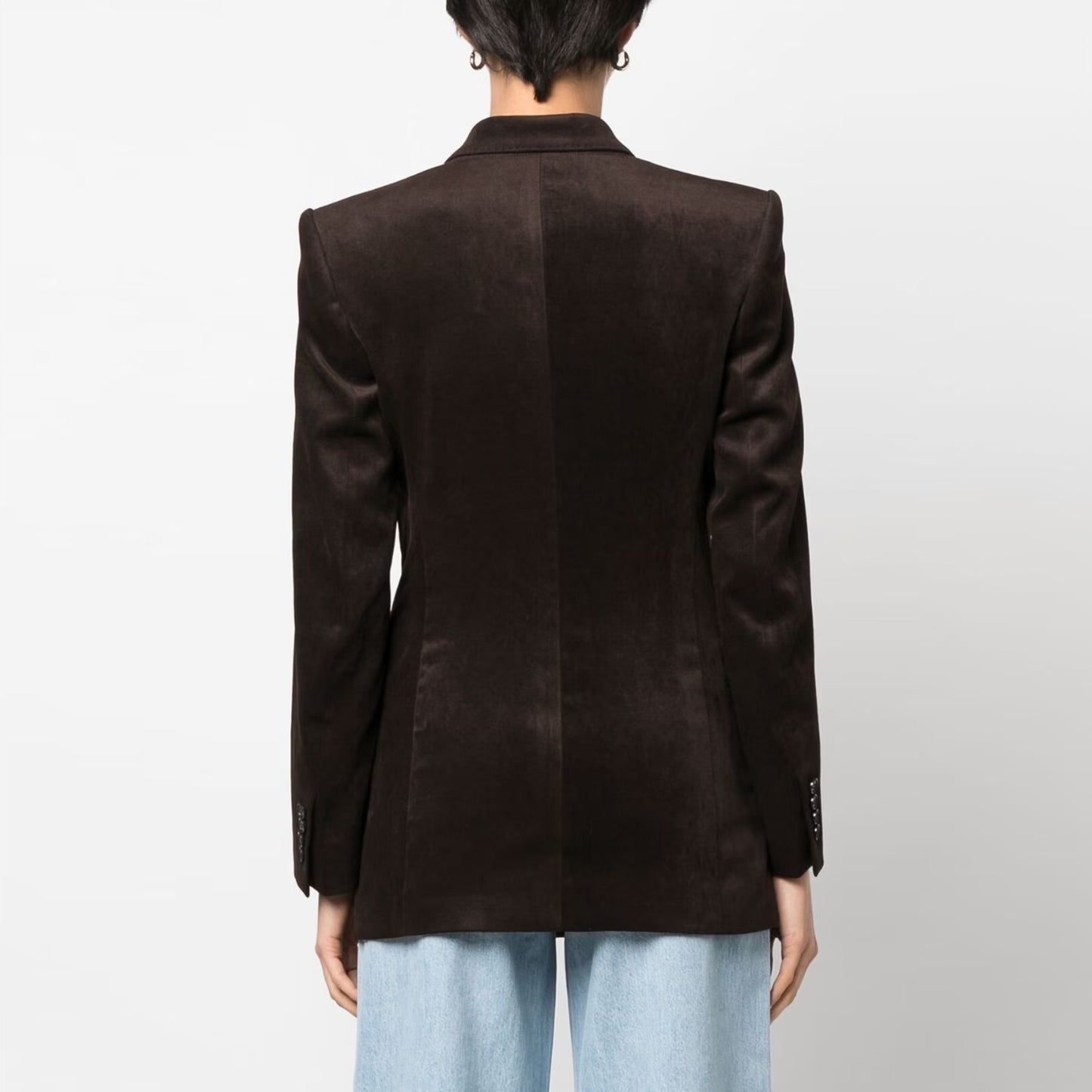 Filippa K Double Breasted Velvet Blazer in Brown, size 40 (fits size 8)