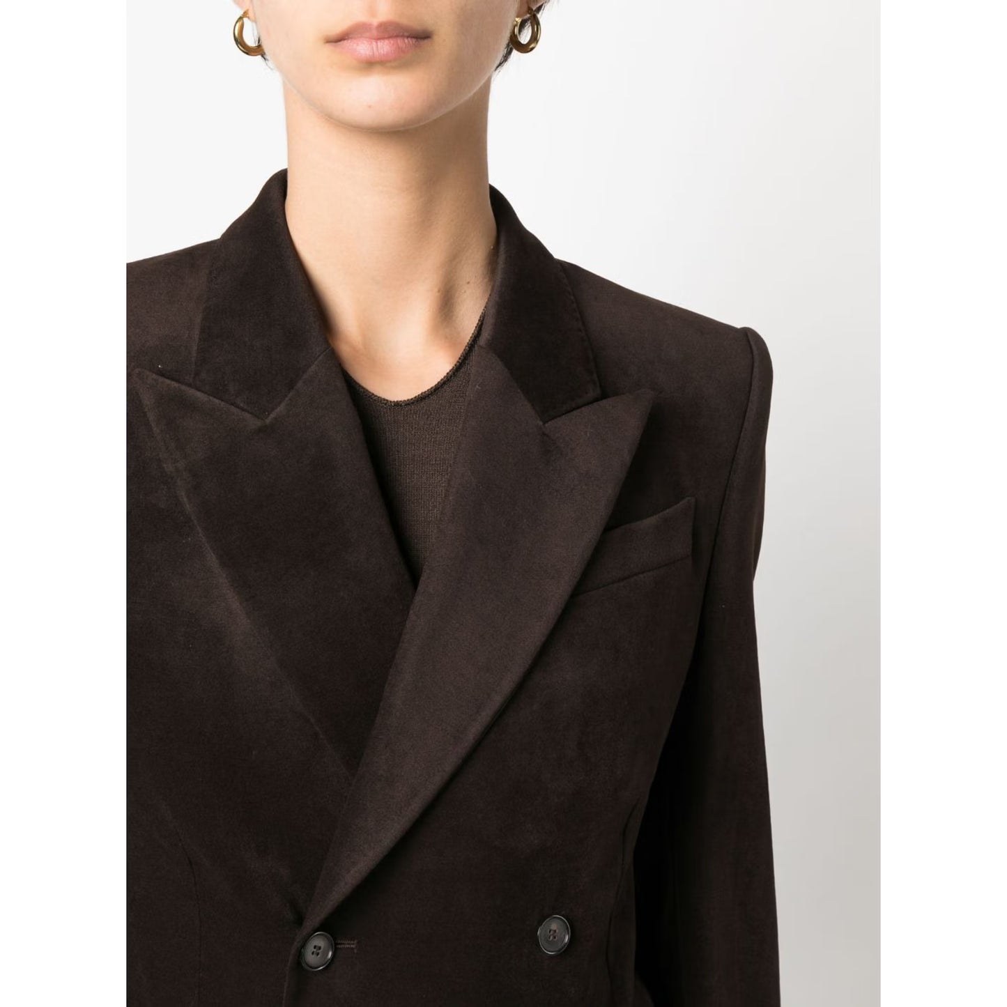 Filippa K Double Breasted Velvet Blazer in Brown, size 40 (fits size 8)