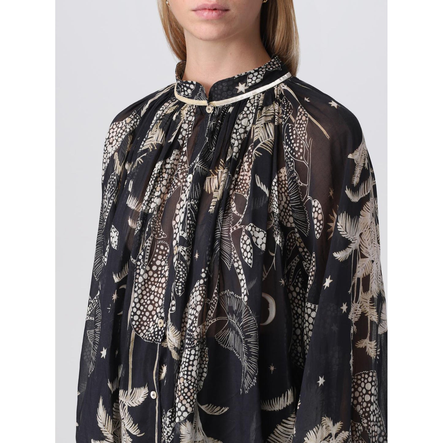 Forte_Forte "Le Stampe" Printed Voile Long Sleeve Blouse, size IV
