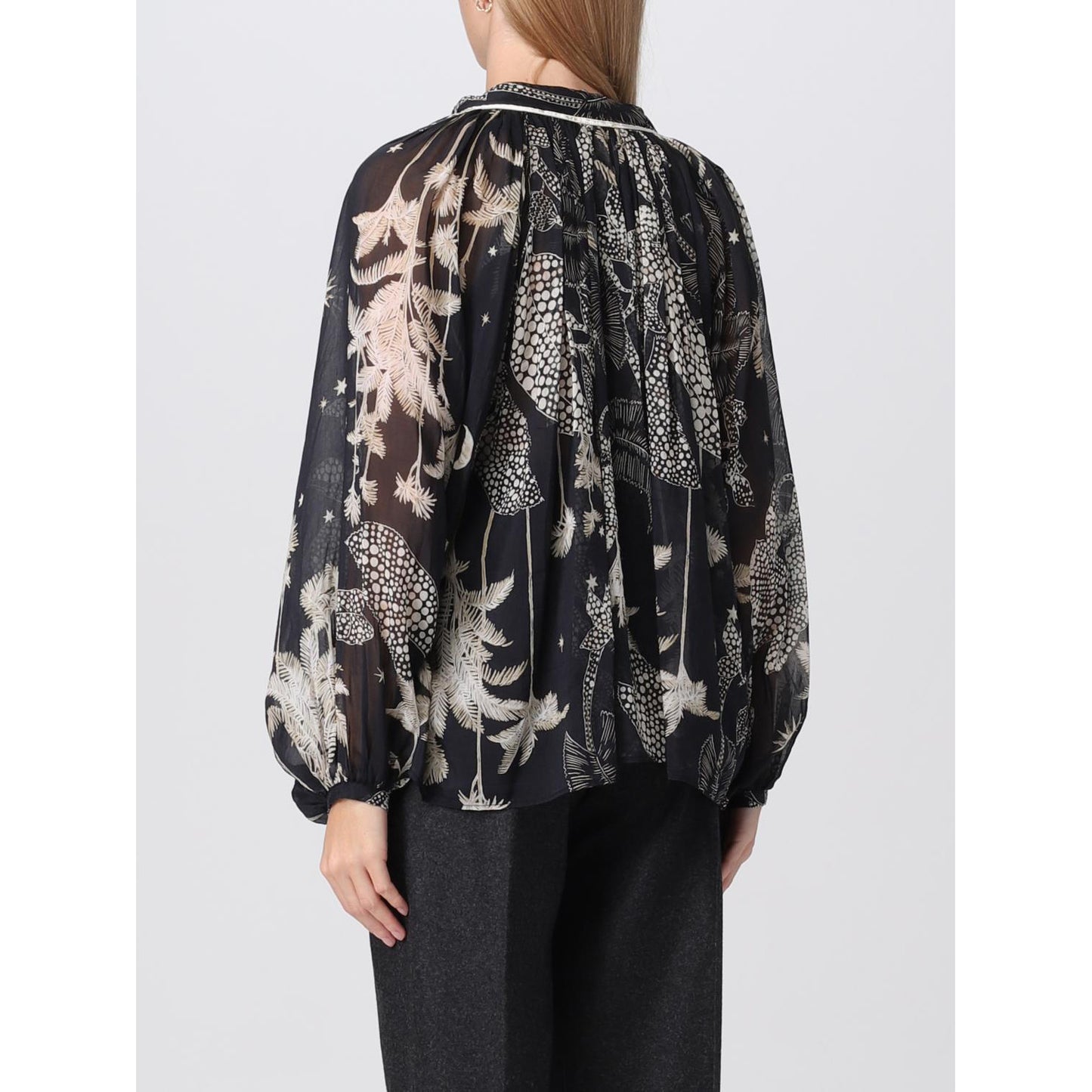 Forte_Forte "Le Stampe" Printed Voile Long Sleeve Blouse, size IV