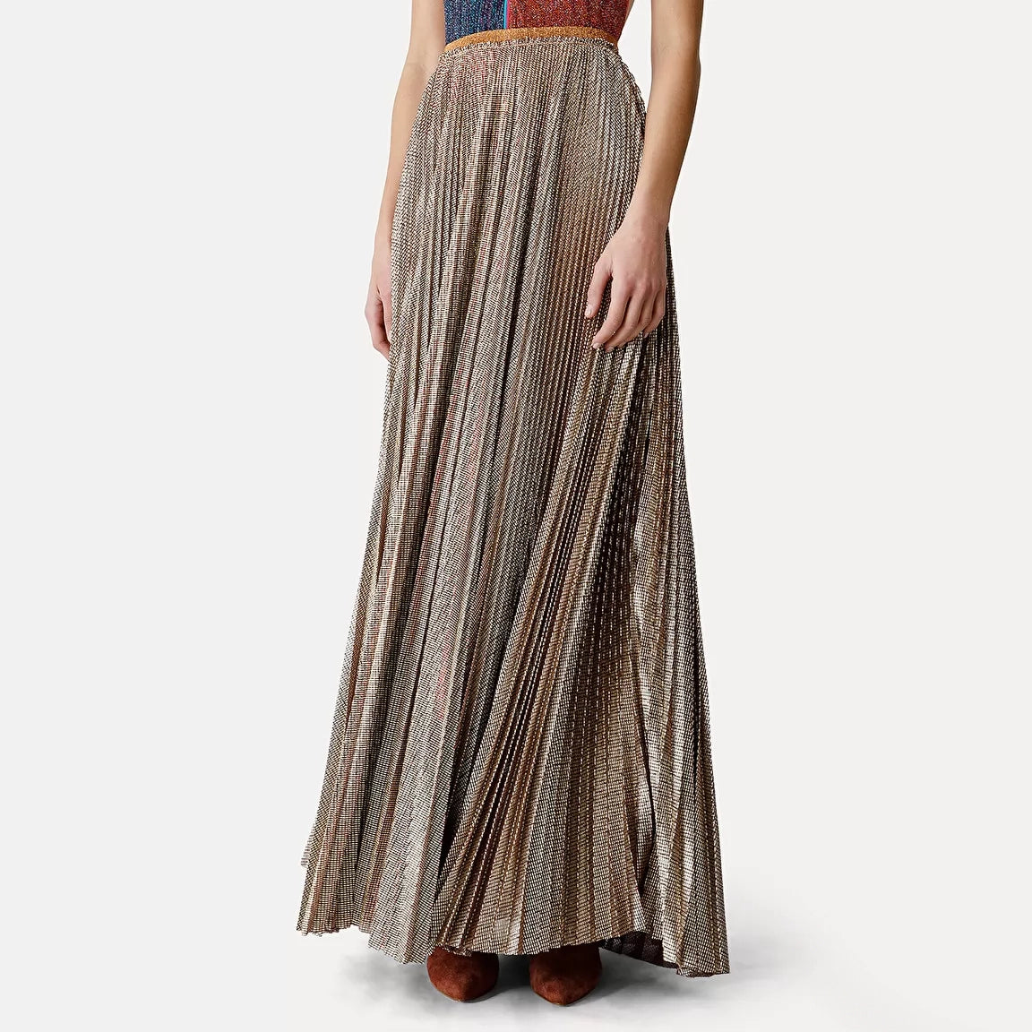 Forte.Forte Gold Pleated Maxi Skirt, size "1" (size Small)