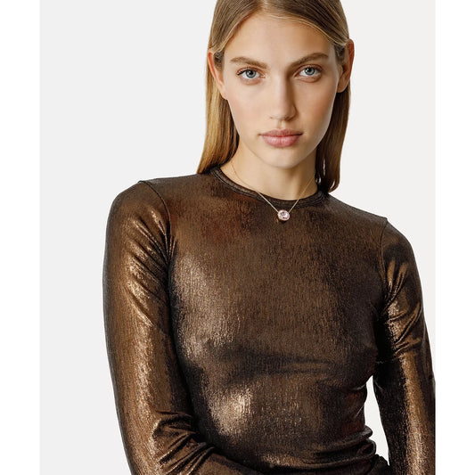 Forte_Forte Lamé Long Sleeve Top in Bronze, size "II" (fits like size small)