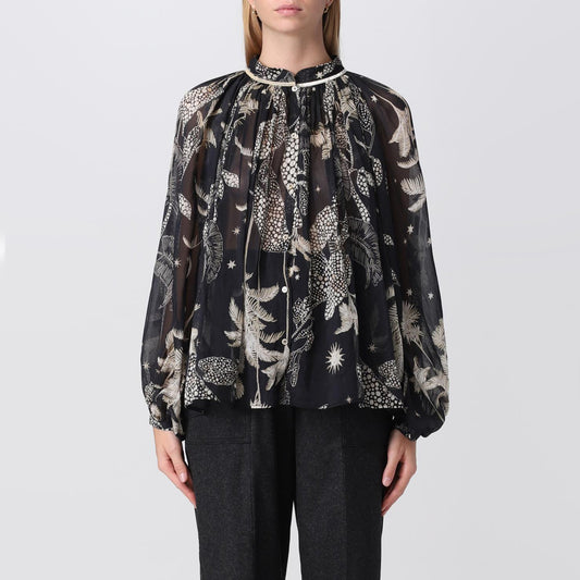 Forte_Forte "Le Stampe" Printed Voile Long Sleeve Blouse, size IV