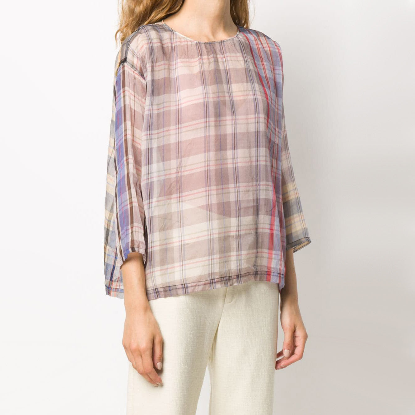 Forte_Forte Organza Plaid Top, size "1" (size small)