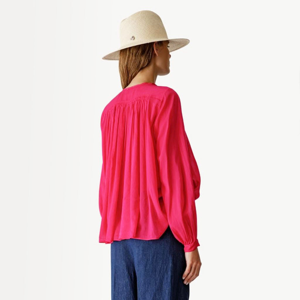 Forte_Forte Oversize Voile Blouse in Fushia Pink, size "0" (fits XS/S)