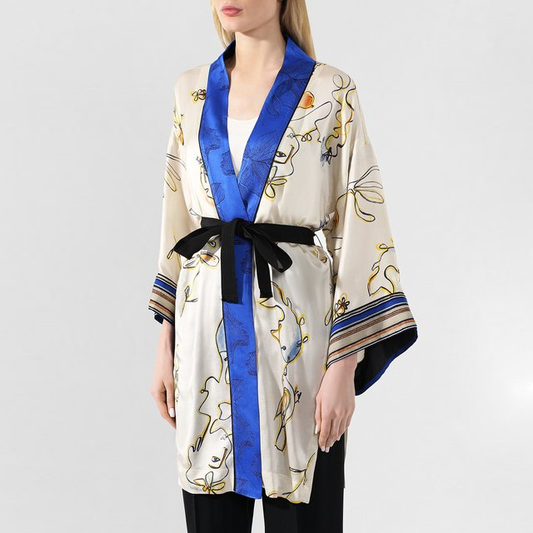 Forte Forte Printed Silk Kimono, size "0" (like an XS)