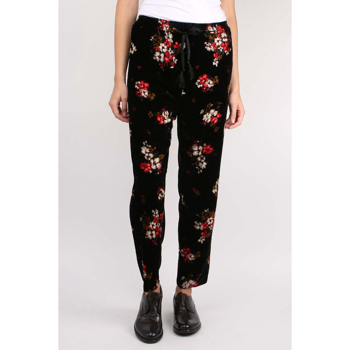 Forte_Forte Floral Velvet Pants in Black, size "II" (fits like size 6)