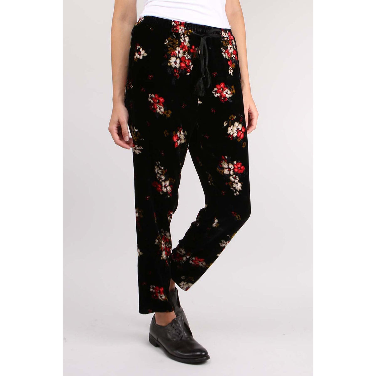 Forte_Forte Floral Velvet Pants in Black, size "II" (fits like size 6)
