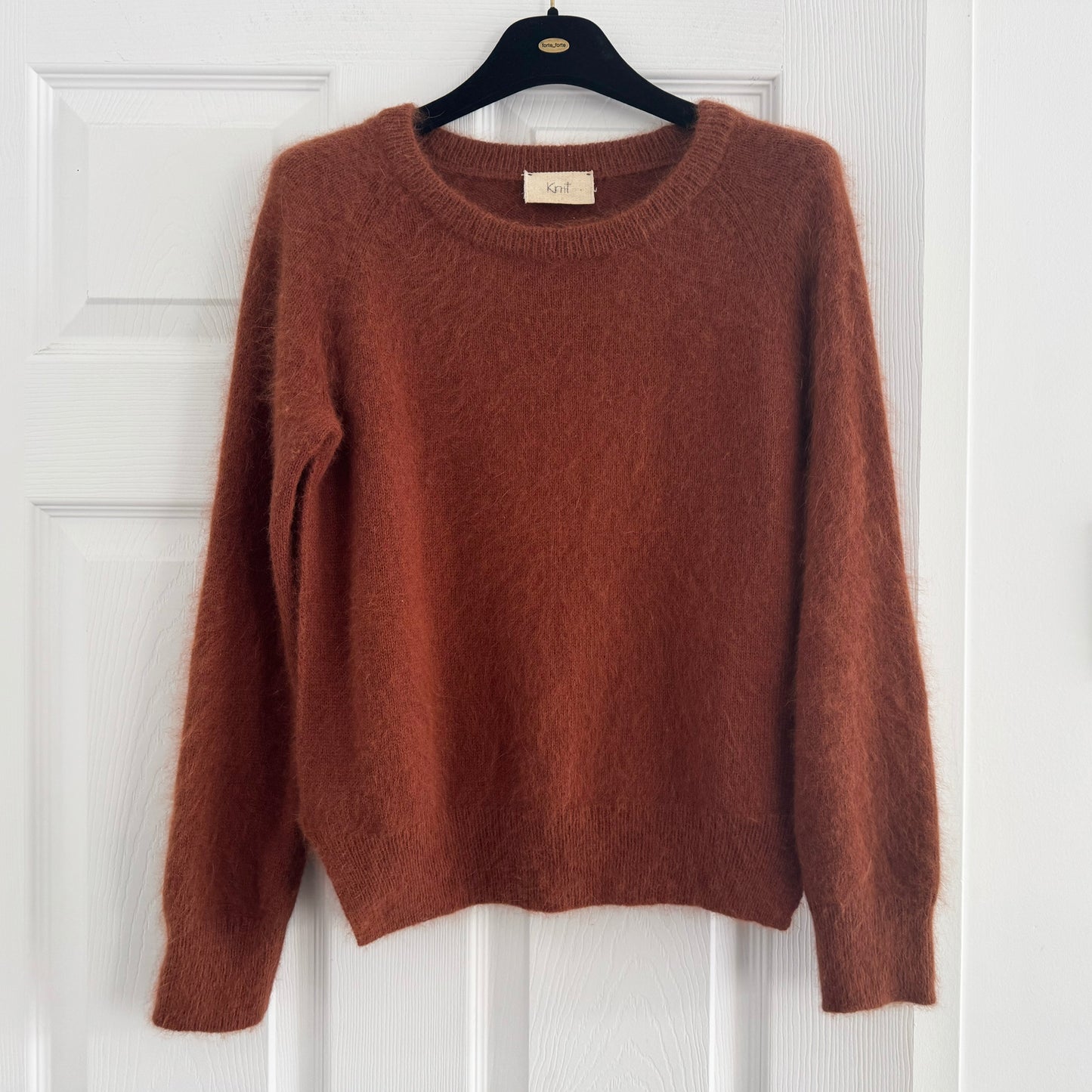 Forte_Forte Angora Sweater w Elbow Patches in Rust, size "1" (fits XS/S)