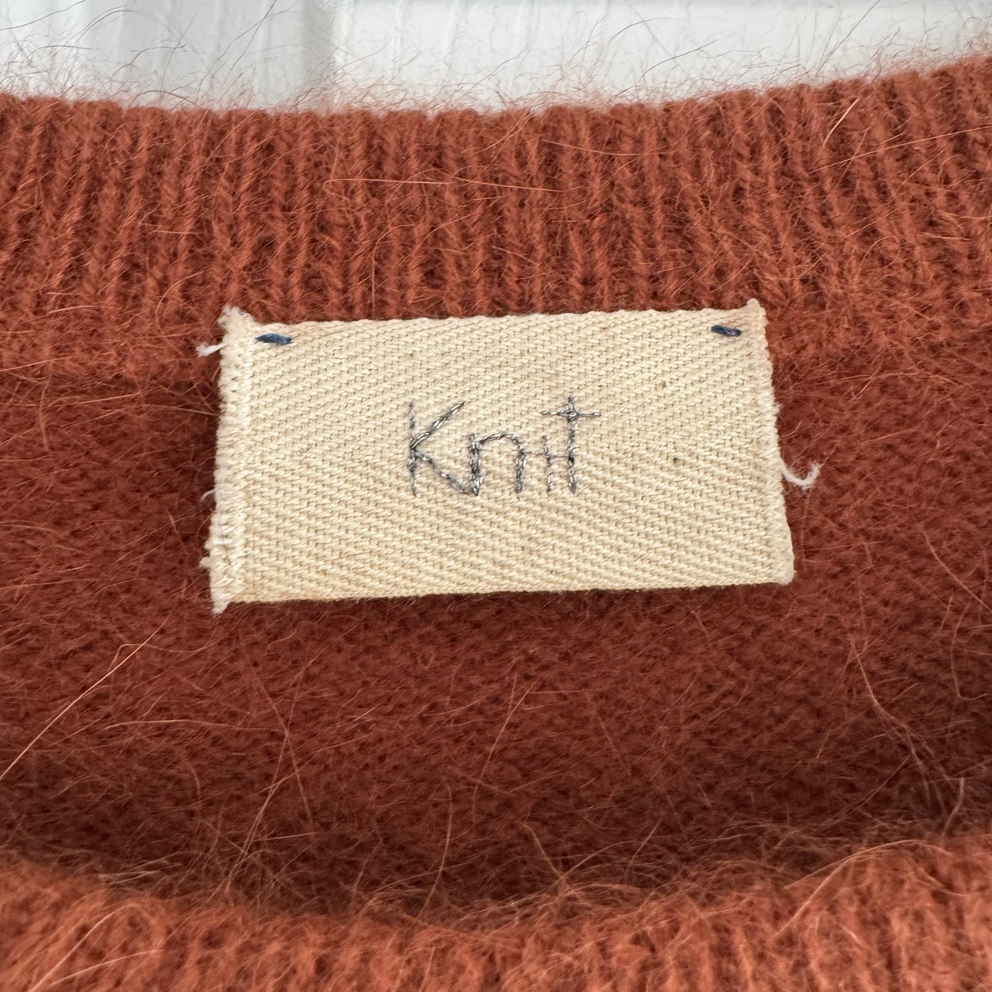 Forte_Forte Angora Sweater w Elbow Patches in Rust, size "1" (fits XS/S)