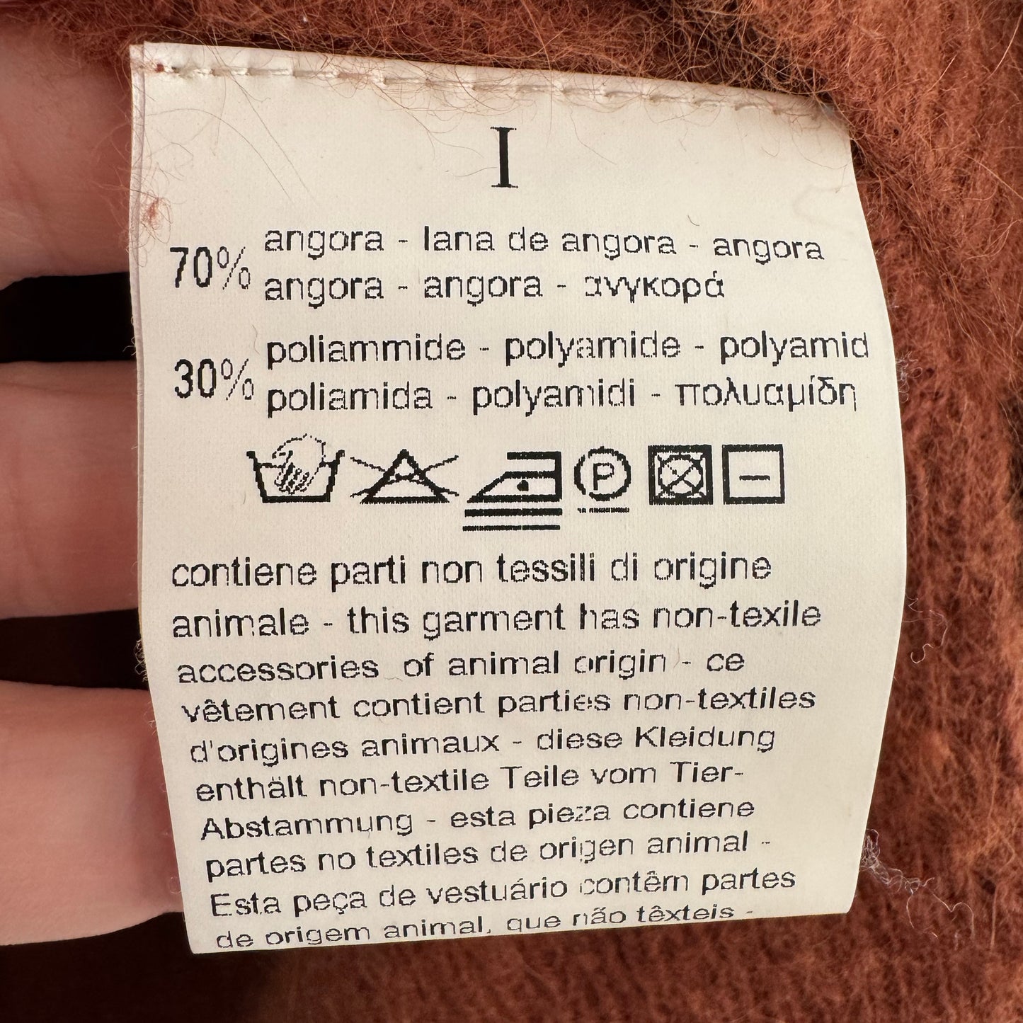 Forte_Forte Angora Sweater w Elbow Patches in Rust, size "1" (fits XS/S)