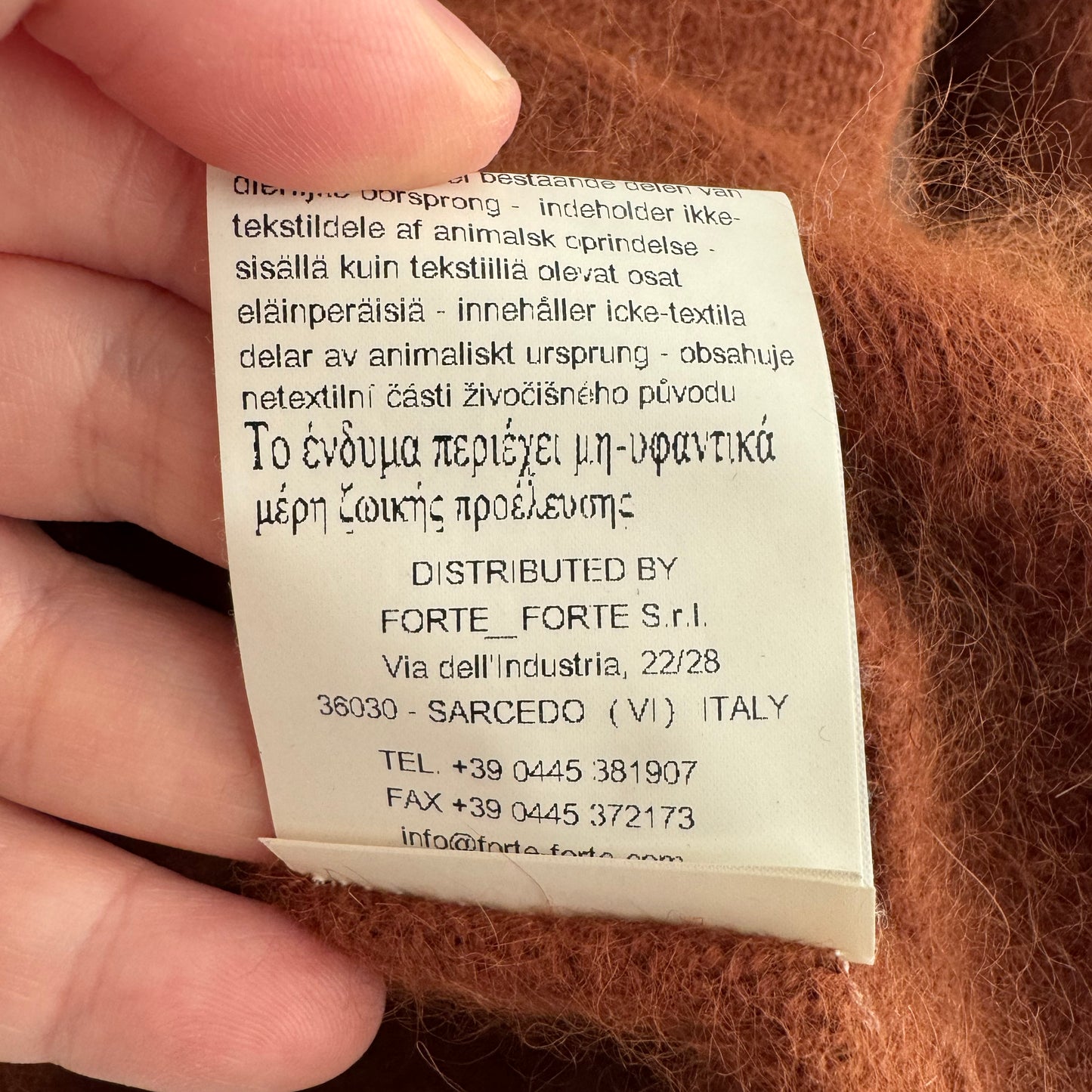 Forte_Forte Angora Sweater w Elbow Patches in Rust, size "1" (fits XS/S)