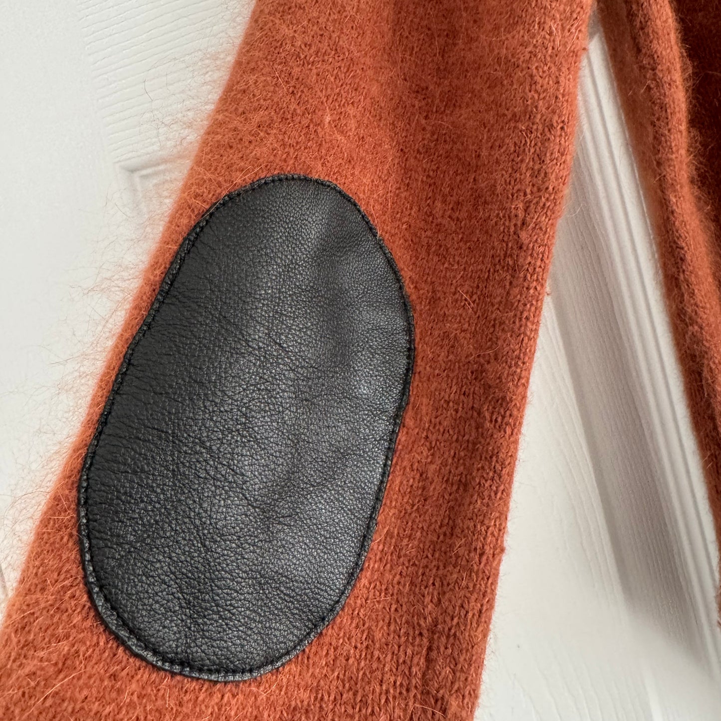 Forte_Forte Angora Sweater w Elbow Patches in Rust, size "1" (fits XS/S)