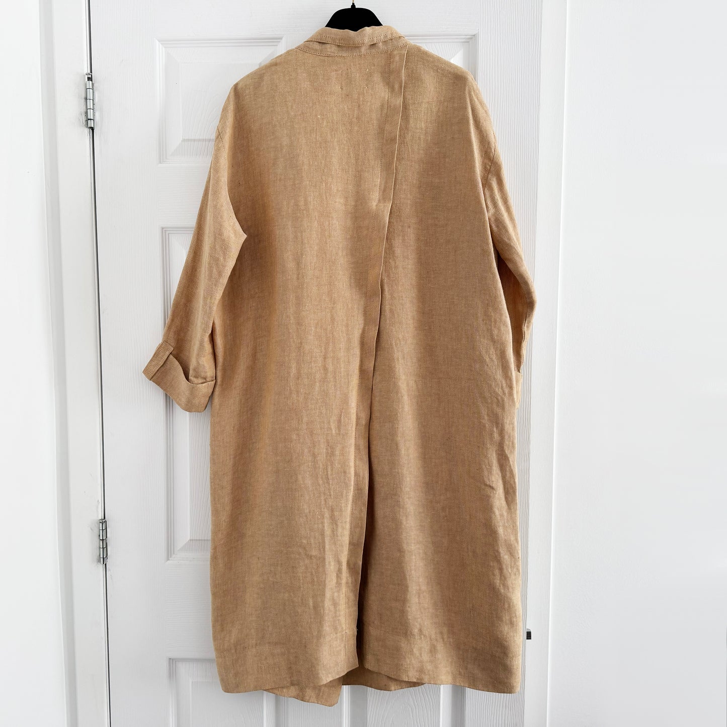 Forte.Forte Crossover Back Slouchy Linen Jacket in Tan, size "0" (fits size small)