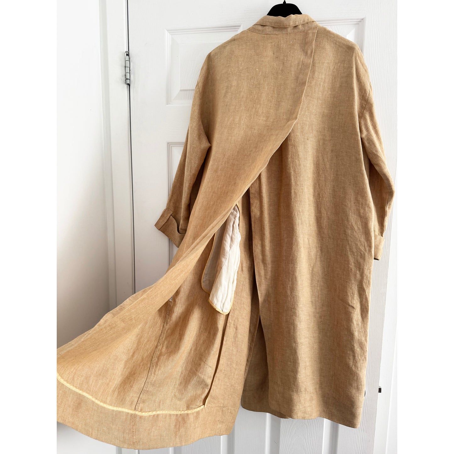 Forte.Forte Crossover Back Slouchy Linen Jacket in Tan, size "0" (fits size small)